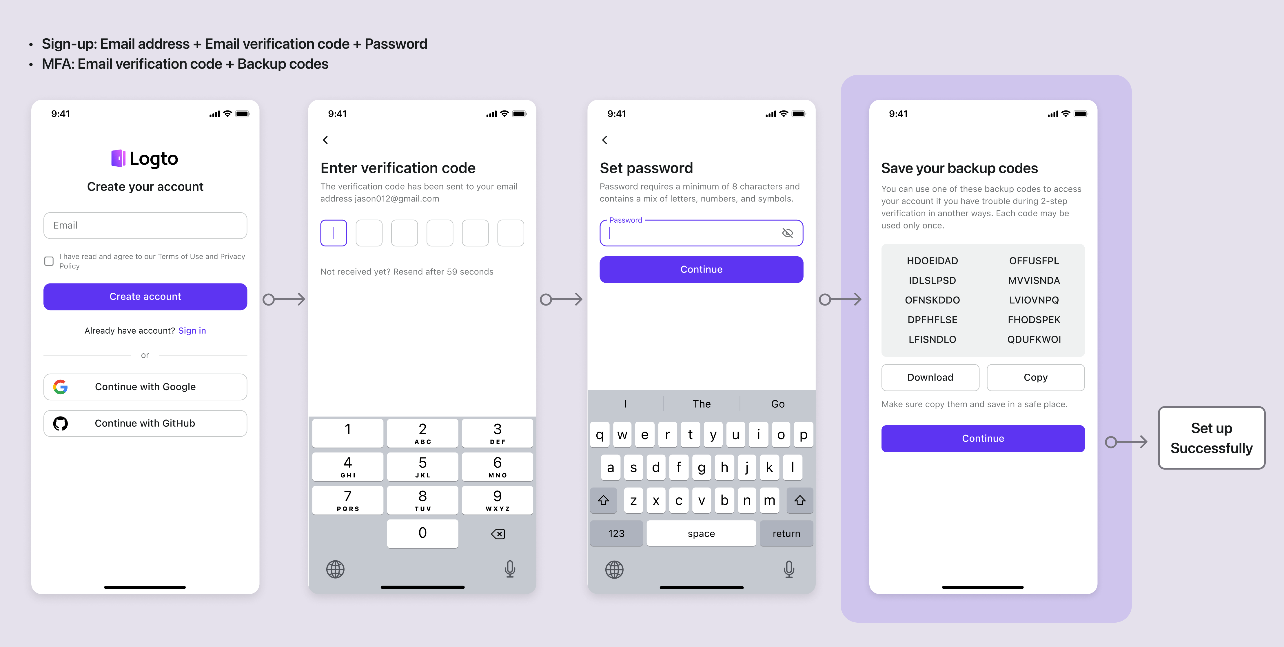Email MFA setup flow 2